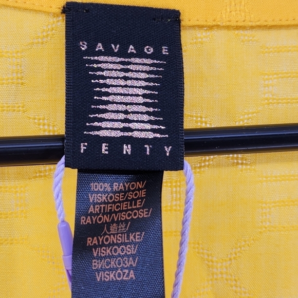 Savage X Fenty Men's Yellow Honeycomb Monogram Voile Sleep Shirt - XXXL - Picture 4 of 6